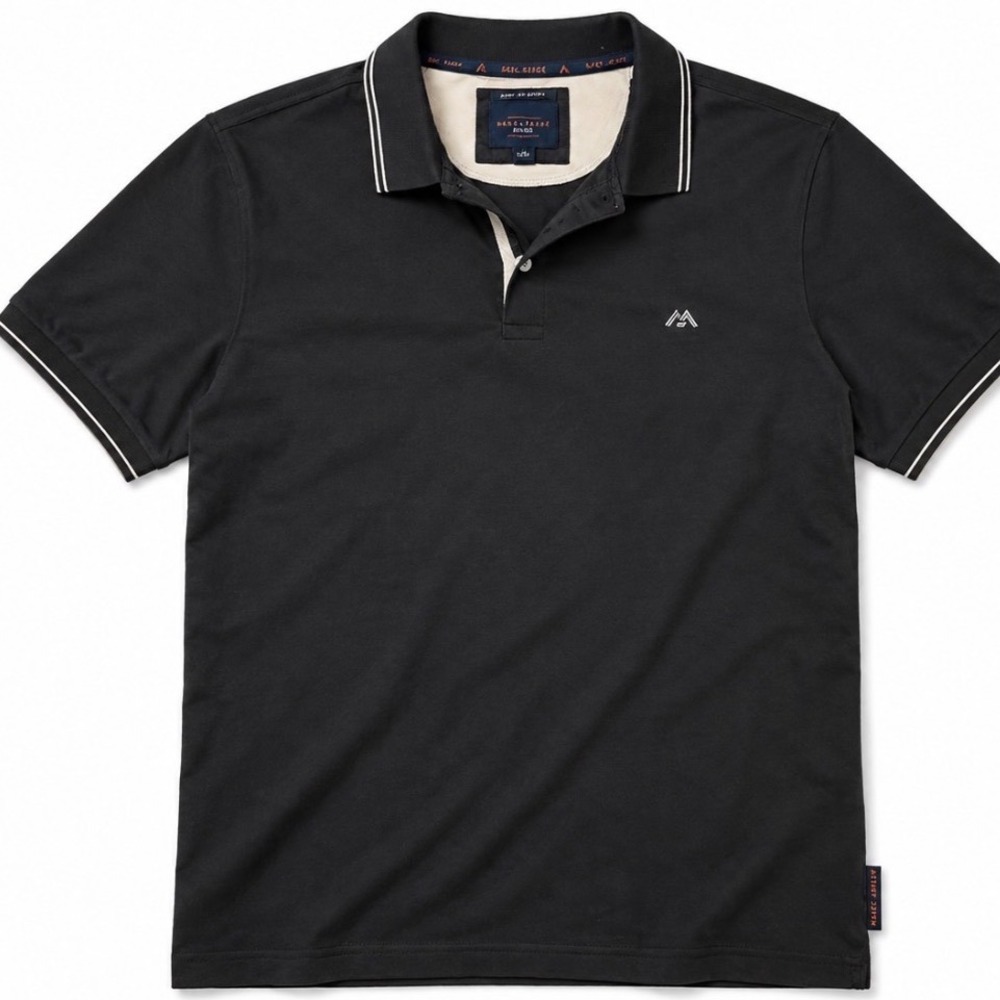 Marc Asher Polo Shirt Mens S Black Excellent Mercerized Cotton Short Sleeve Logo